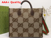 Gucci Tote Bag with Jumbo GG Camel and Ebony Jumbo GG Canvas 678839 Replica