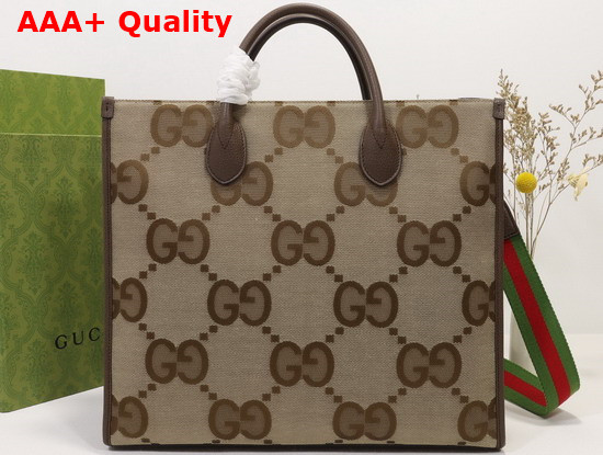 Gucci Tote Bag with Jumbo GG Camel and Ebony Jumbo GG Canvas 678839 Replica