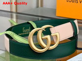 Gucci Two Tone Belt with Double G Buckle Green and Beige Leather Replica