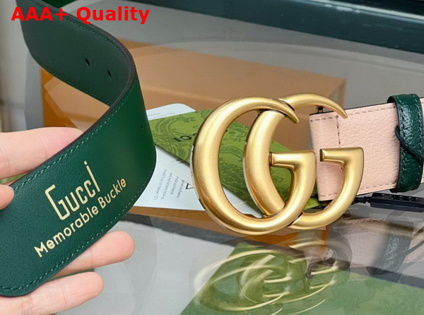 Gucci Two Tone Belt with Double G Buckle Green and Beige Leather Replica