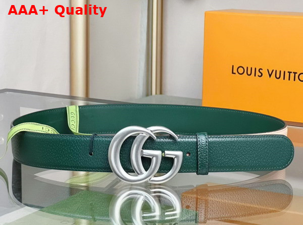 Gucci Two Tone Belt with Double G Buckle Green and Beige Leather Replica