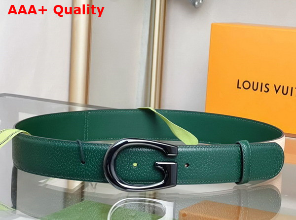 Gucci Two Tone Belt with G Buckle Green and Beige Leather 709954 Replica