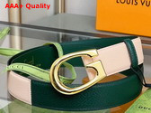 Gucci Two Tone Belt with G Buckle Green and Beige Leather 709954 Replica