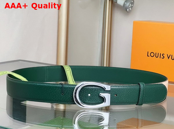 Gucci Two Tone Belt with G Buckle Green and Beige Leather 709954 Replica