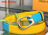 Gucci Two Tone Belt with G Buckle Yellow and Dusty Blue Leather 709954 Replica