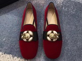 Gucci Velvet Ballet Flat with Bee in Hibiscus Red Velvet