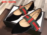 Gucci Velvet Ballet Flat with Sylvie Bow Black Velvet Replica