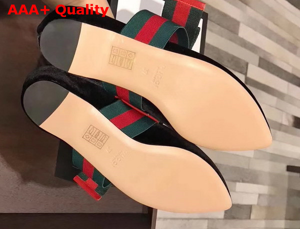 Gucci Velvet Ballet Flat with Sylvie Bow Black Velvet Replica