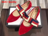 Gucci Velvet Ballet Flat with Sylvie Bow Hibiscus Red Velvet Replica