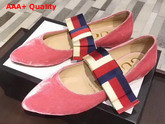 Gucci Velvet Ballet Flat with Sylvie Bow Pink Velvet Replica