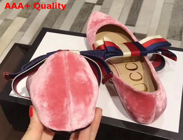 Gucci Velvet Ballet Flat with Sylvie Bow Pink Velvet Replica