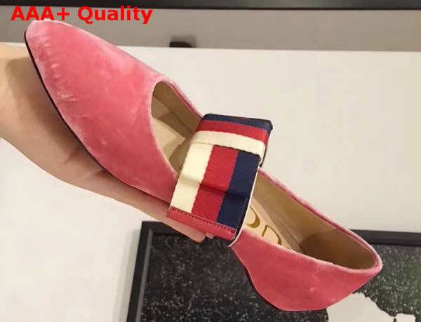 Gucci Velvet Ballet Flat with Sylvie Bow Pink Velvet Replica