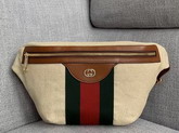 Gucci Vintage Canvas Belt Bag Beige Vintage Canvas Cuir Leather Trim 575082