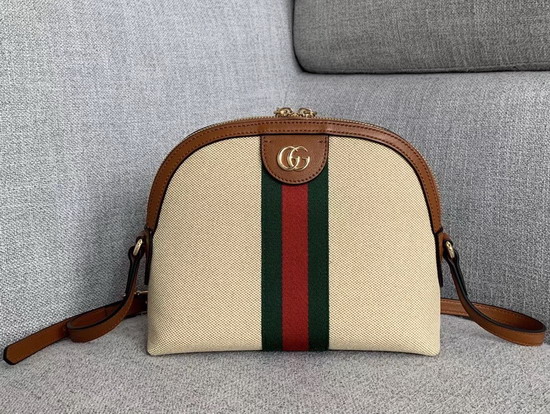 Gucci Vintage Canvas Ophidia Small Shoulder Bag Beige Vintage Canvas and Cuir Leather Trim 499621