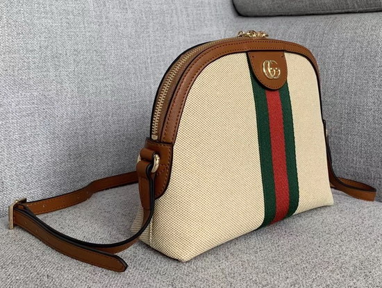 Gucci Vintage Canvas Ophidia Small Shoulder Bag Beige Vintage Canvas and Cuir Leather Trim 499621