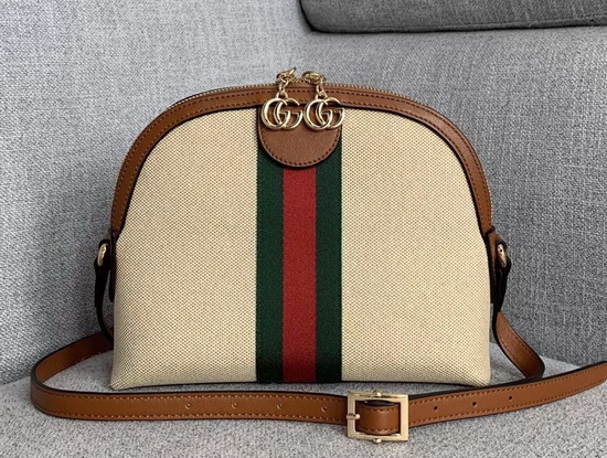 Gucci Vintage Canvas Ophidia Small Shoulder Bag Beige Vintage Canvas and Cuir Leather Trim 499621