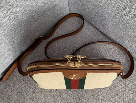 Gucci Vintage Canvas Ophidia Small Shoulder Bag Beige Vintage Canvas and Cuir Leather Trim 499621