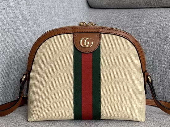 Gucci Vintage Canvas Ophidia Small Shoulder Bag Beige Vintage Canvas and Cuir Leather Trim 499621