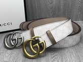 Gucci White GG Supreme Belt with Doulble G Buckle