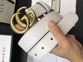 Gucci White Leather Belt with Double G Buckle