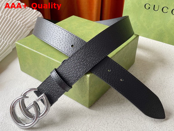 Gucci Wide Leather Belt with Shiny Double G Buckle Black Replica