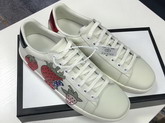 Gucci Womens Ace Sneaker with Gucci Strawberry White Leather