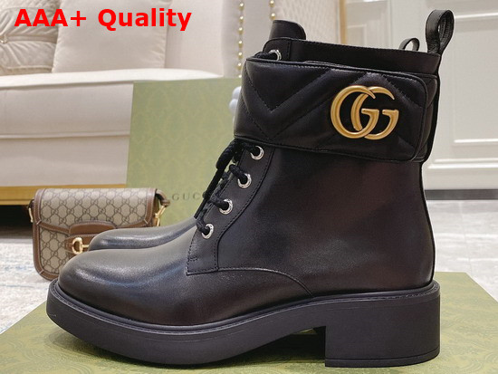 Gucci Womens Ankle Boot with Double G Black Leather 670397 Replica