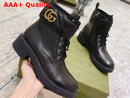 Gucci Womens Ankle Boot with Double G Black Leather 670397 Replica