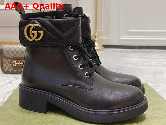 Gucci Womens Ankle Boot with Double G Black Leather 670397 Replica