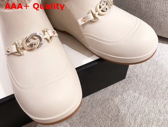 Gucci Womens Ankle Boot with Horsebit White Rubber and Wool Lining 627890 Replica