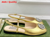 Gucci Womens Ballerina with Double G in Gold Leather 762765 Replica