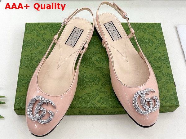 Gucci Womens Ballerina with Double G in Pale Pink Patent Leather 762765 Replica