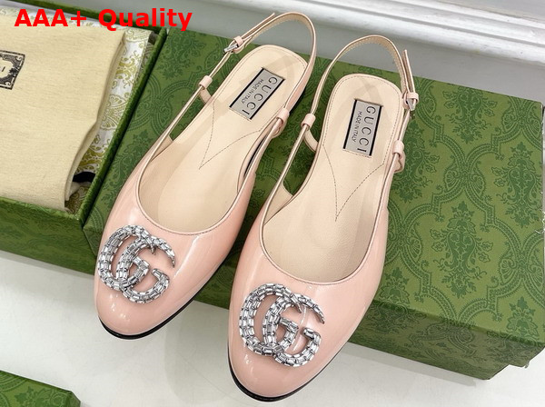 Gucci Womens Ballerina with Double G in Pale Pink Patent Leather 762765 Replica