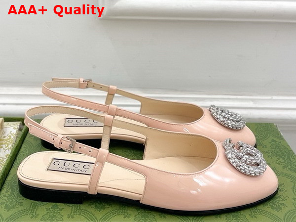 Gucci Womens Ballerina with Double G in Pale Pink Patent Leather 762765 Replica