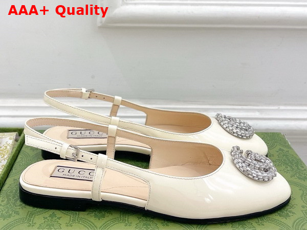 Gucci Womens Ballerina with Double G in White Patent Leather 762765 Replica