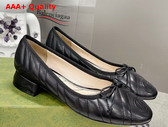 Gucci Womens Ballet Flat in Black Chevron Leather Replica