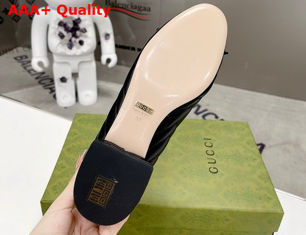 Gucci Womens Ballet Flat in Black Chevron Leather Replica