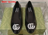 Gucci Womens Ballet Flat with Double G in Black Patent Leather Replica