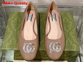 Gucci Womens Ballet Flat with Double G in Nude Patent Leather Replica