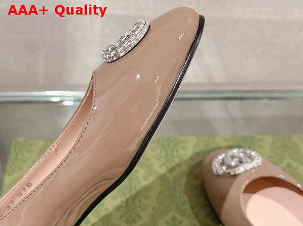 Gucci Womens Ballet Flat with Double G in Nude Patent Leather Replica