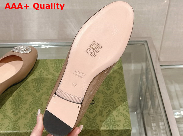 Gucci Womens Ballet Flat with Double G in Nude Patent Leather Replica