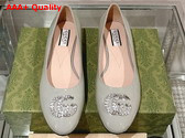 Gucci Womens Ballet Flat with Double G in Pale Blue Patent Leather Replica