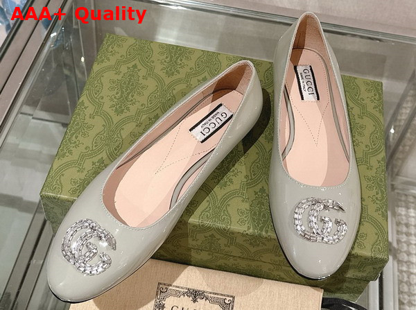 Gucci Womens Ballet Flat with Double G in Pale Blue Patent Leather Replica