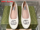 Gucci Womens Ballet Flat with Double G in White Patent Leather Replica