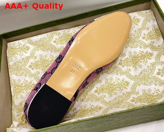 Gucci Womens Ballet Flat with G Applique Purple GG Canvas and White Leather 658904 Replica