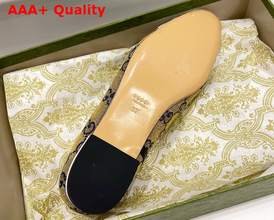 Gucci Womens Ballet Flat with G Applique Yellow GG Canvas and White Leather 658904 Replica