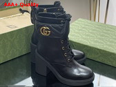 Gucci Womens Boot with Double G in Black Leather 719849 Replica