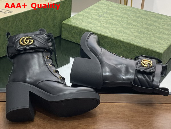 Gucci Womens Boot with Double G in Black Leather 719849 Replica