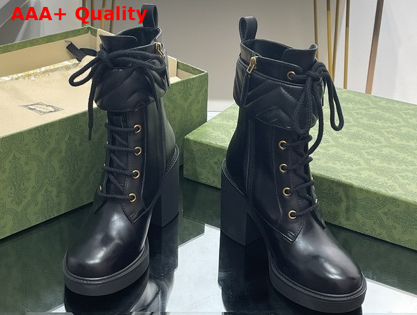 Gucci Womens Boot with Double G in Black Leather 719849 Replica