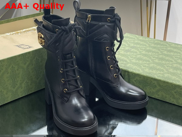 Gucci Womens Boot with Double G in Black Leather 719849 Replica